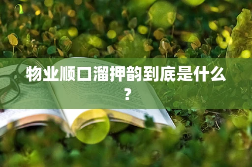 物业顺口溜押韵到底是什么？